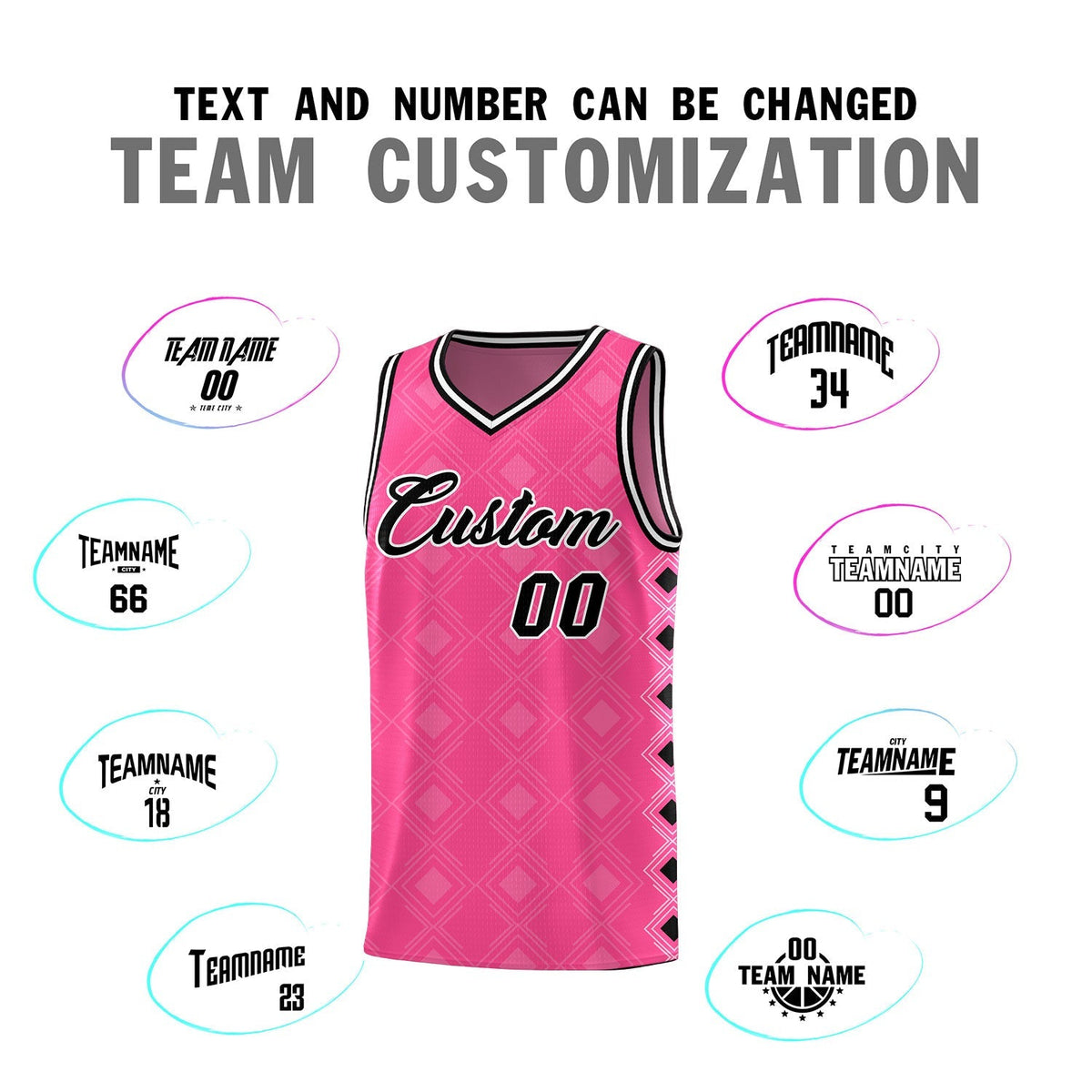 Custom Pink Side Blocks Sports Uniform Basketball Jersey|KXKSHOP