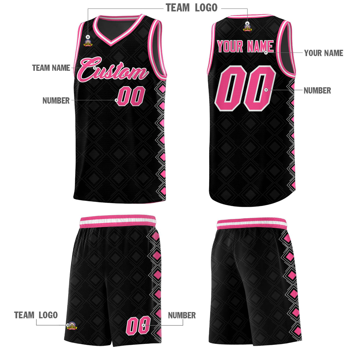 Custom Black Side Blocks Sports Uniform Basketball Jersey|KXKSHOP