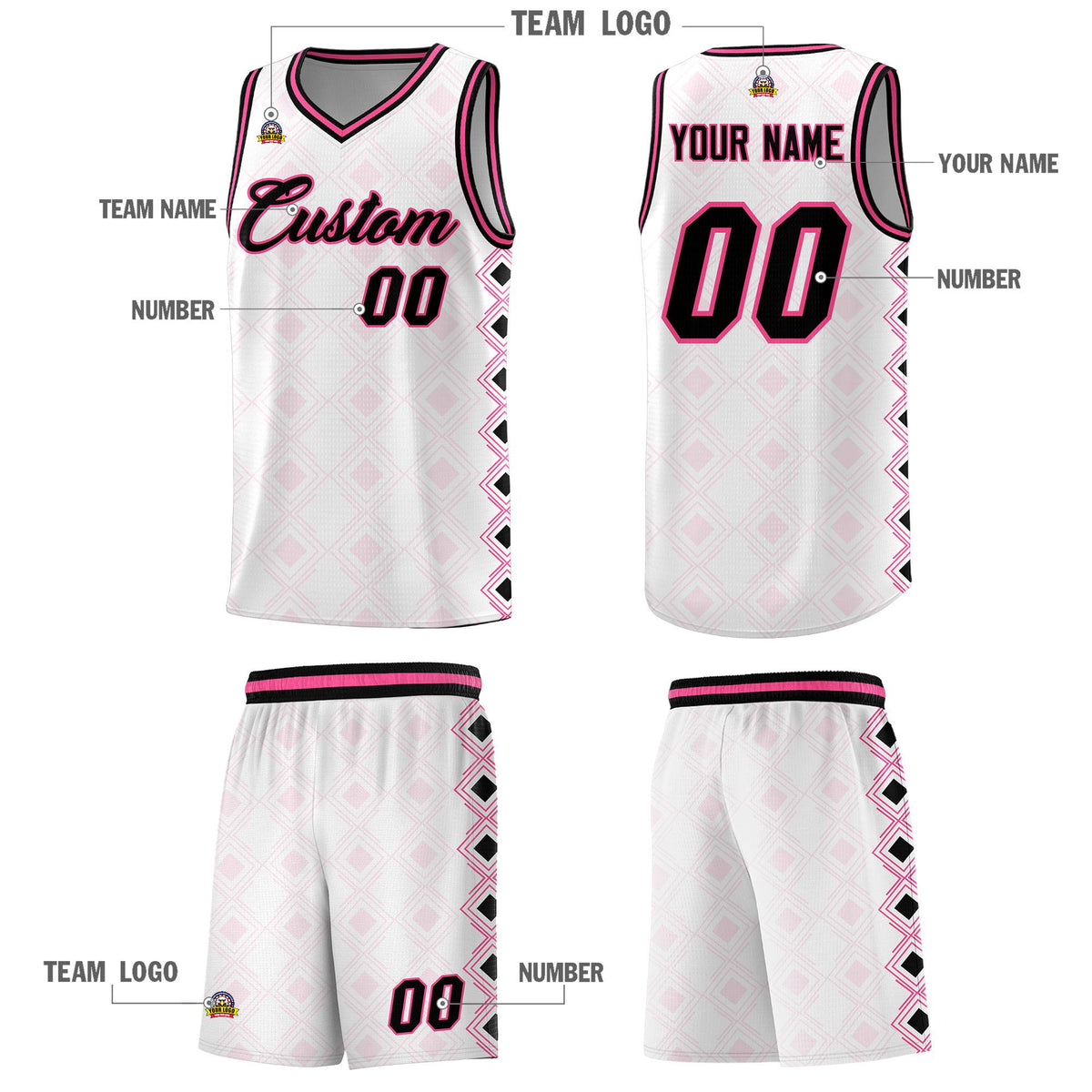 Custom White Side Blocks Sports Uniform Basketball Jersey|KXKSHOP
