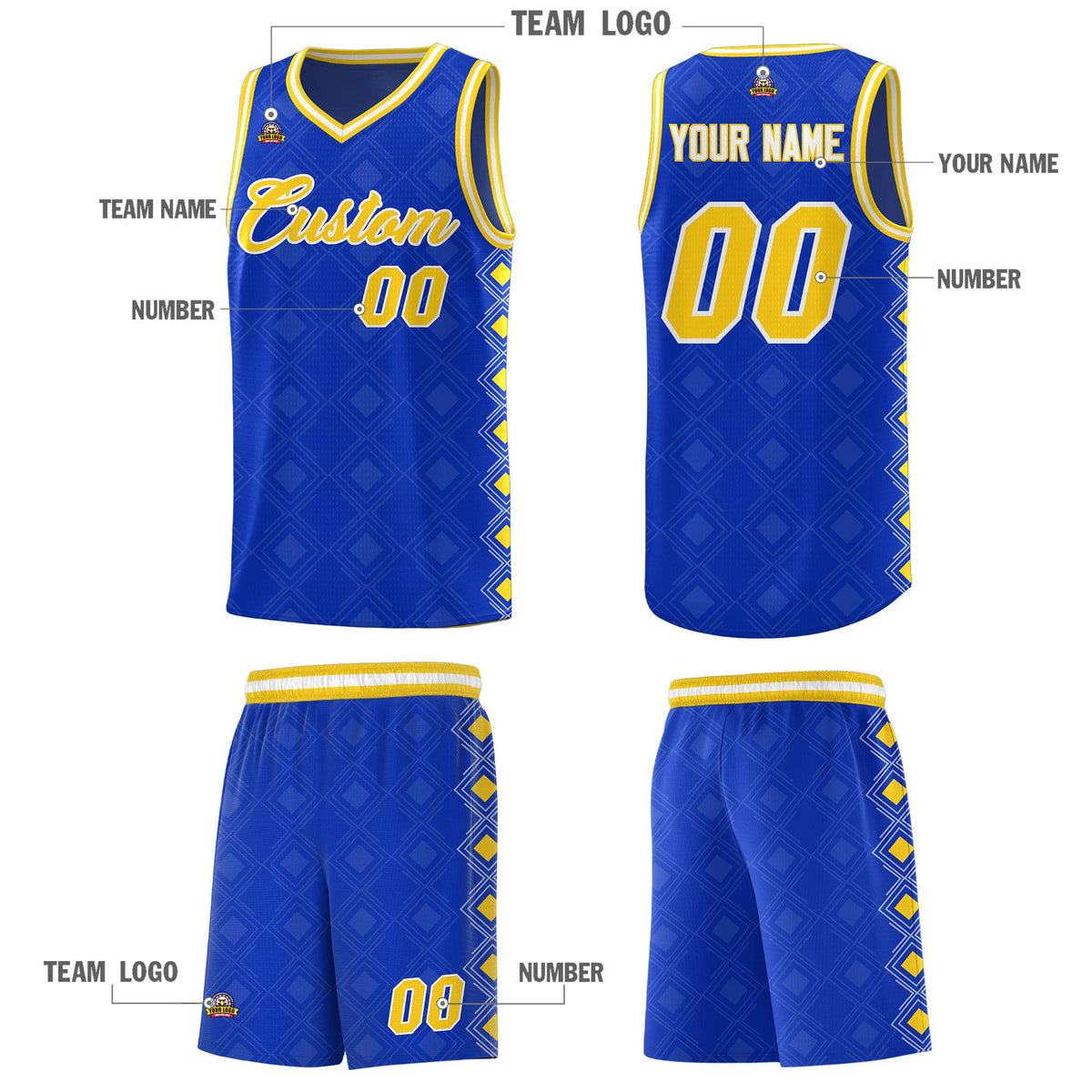 Custom Royal Side Blocks Sports Uniform Basketball Jersey|KXKSHOP