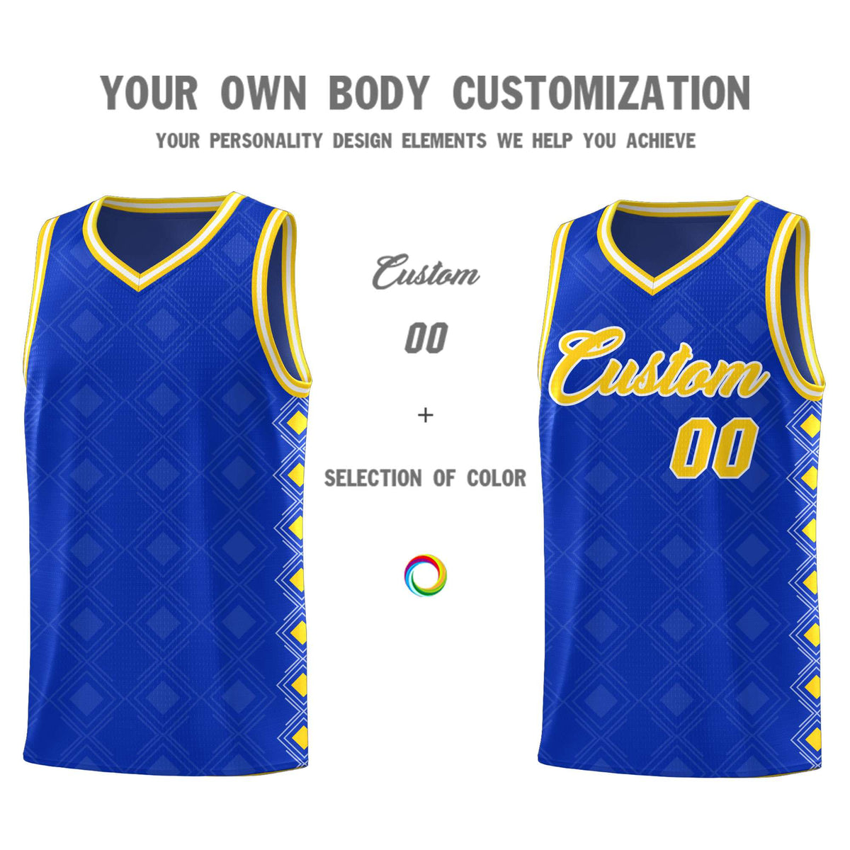 Custom Royal Side Blocks Sports Uniform Basketball Jersey|KXKSHOP
