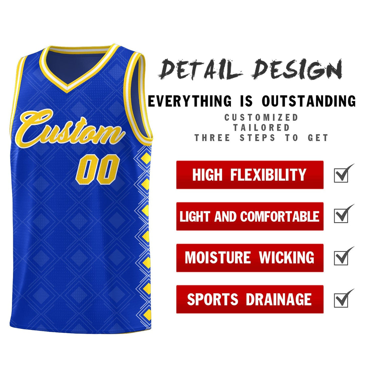 Custom Royal Side Blocks Sports Uniform Basketball Jersey|KXKSHOP