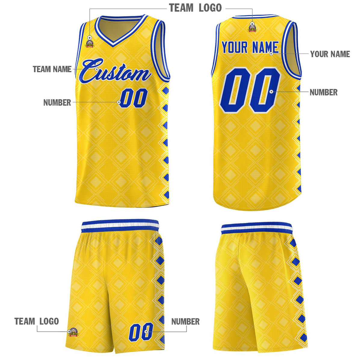 Custom Gold Side Blocks Sports Uniform Basketball Jersey|KXKSHOP