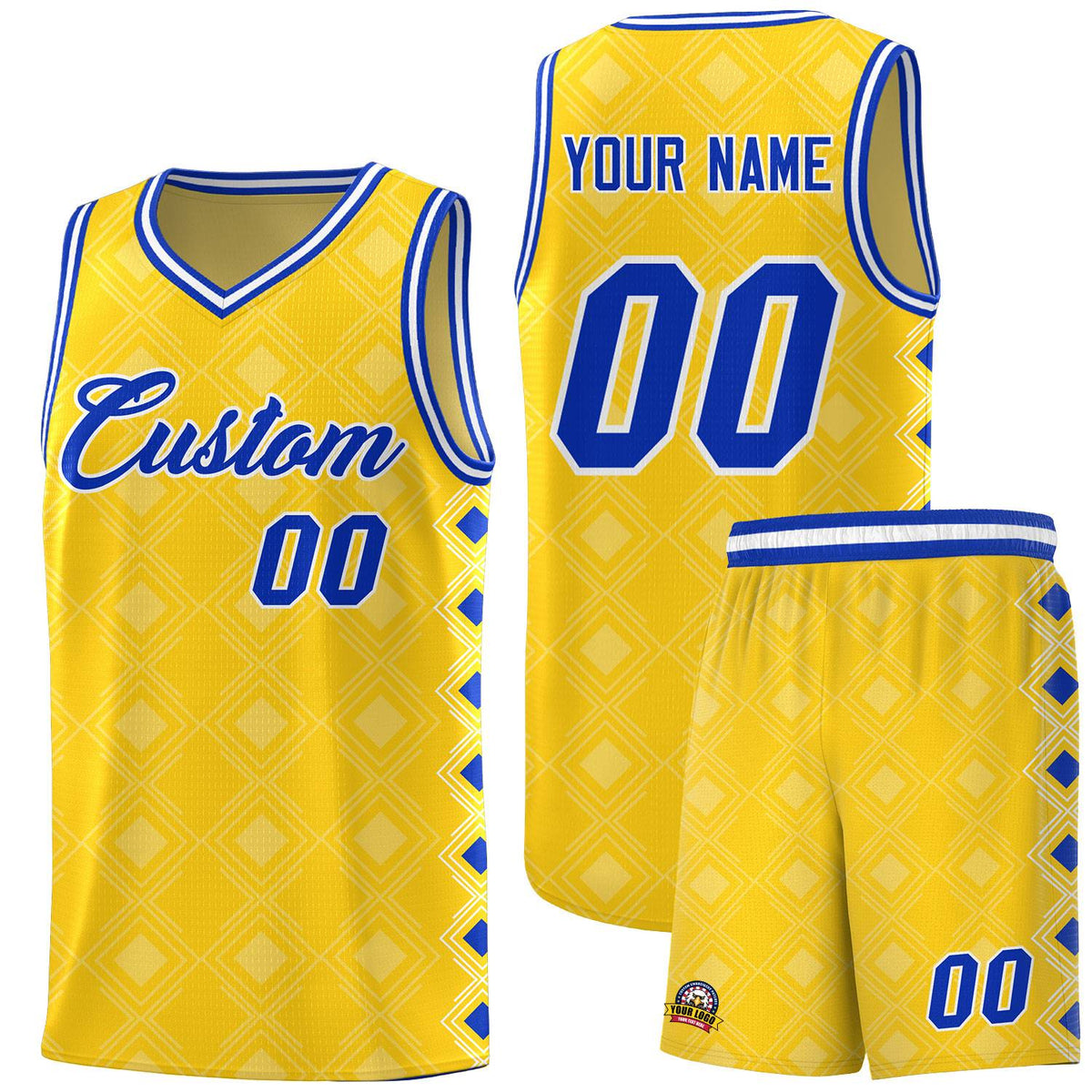 Custom Gold Side Blocks Sports Uniform Basketball Jersey|KXKSHOP
