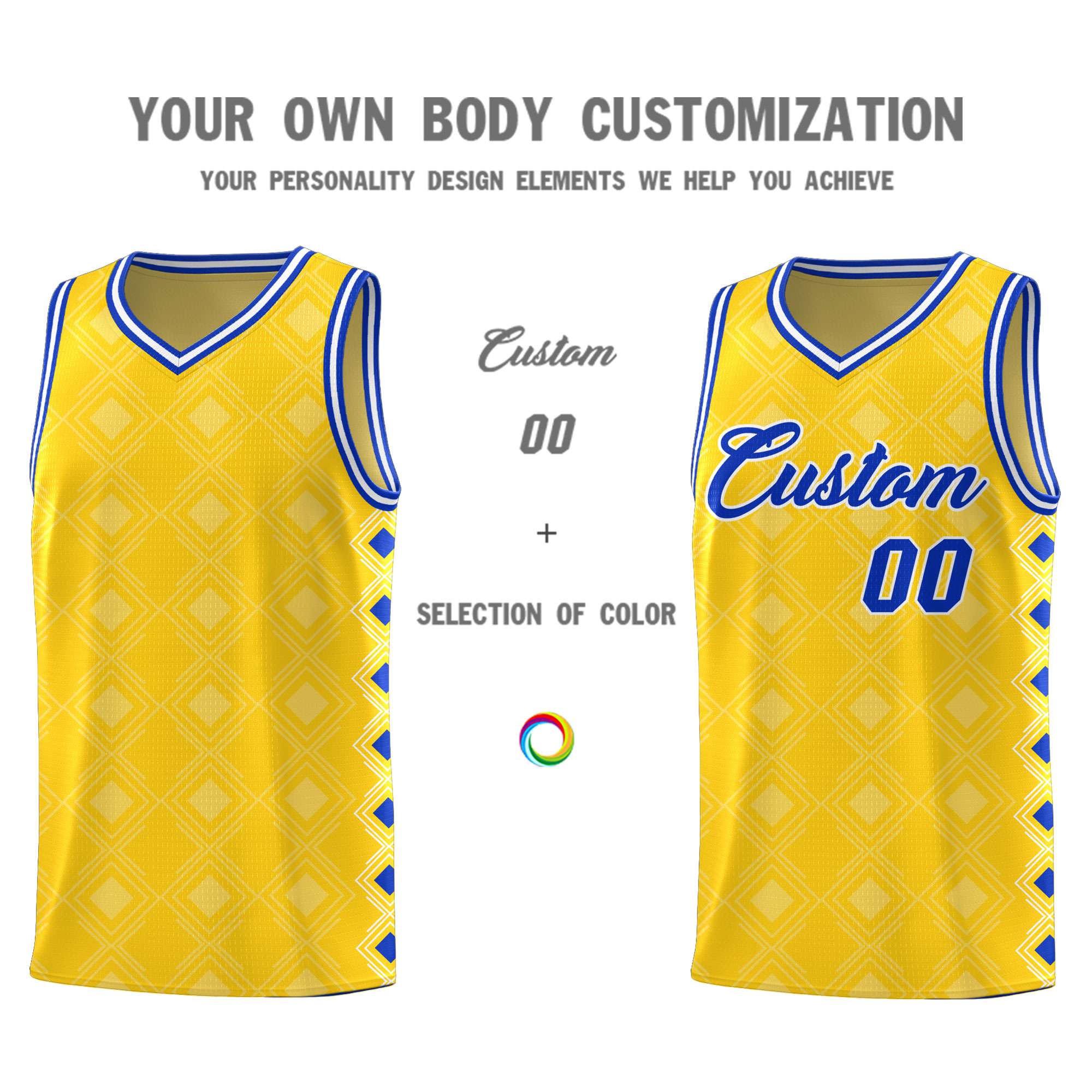 Custom Gold Side Blocks Sports Uniform Basketball Jersey|KXKSHOP