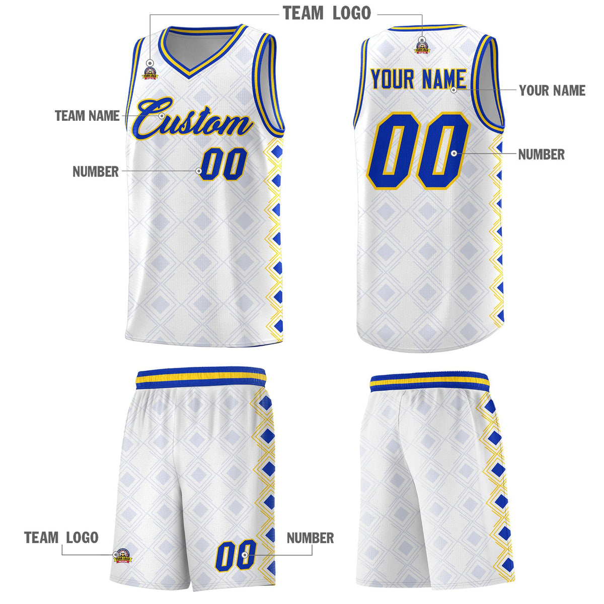 Custom White Side Blocks Sports Uniform Basketball Jersey|KXKSHOP