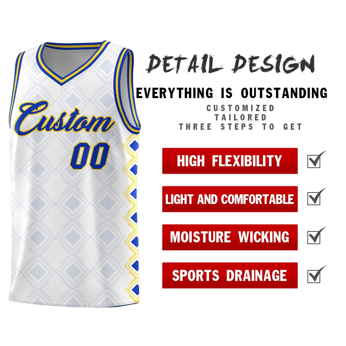 Custom White Side Blocks Sports Uniform Basketball Jersey|KXKSHOP