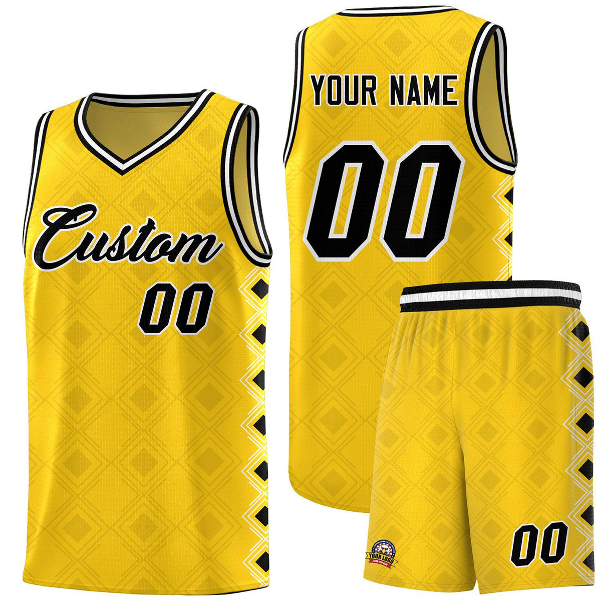 Custom Gold Side Blocks Sports Uniform Basketball Jersey|KXKSHOP