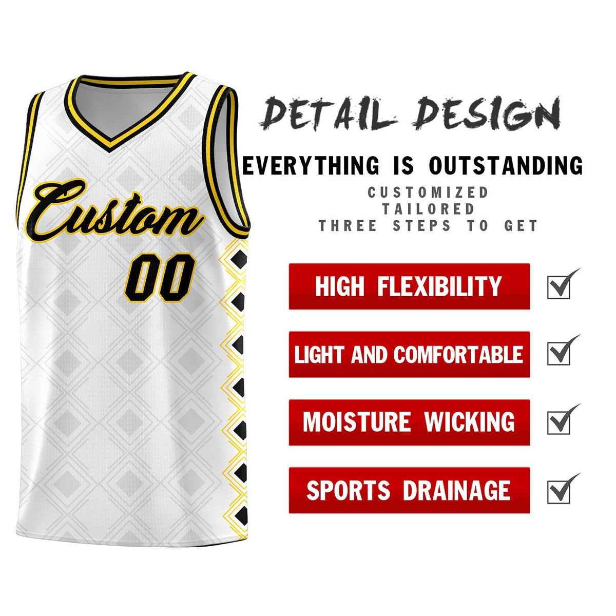 Custom White Side Blocks Sports Uniform Basketball Jersey|KXKSHOP