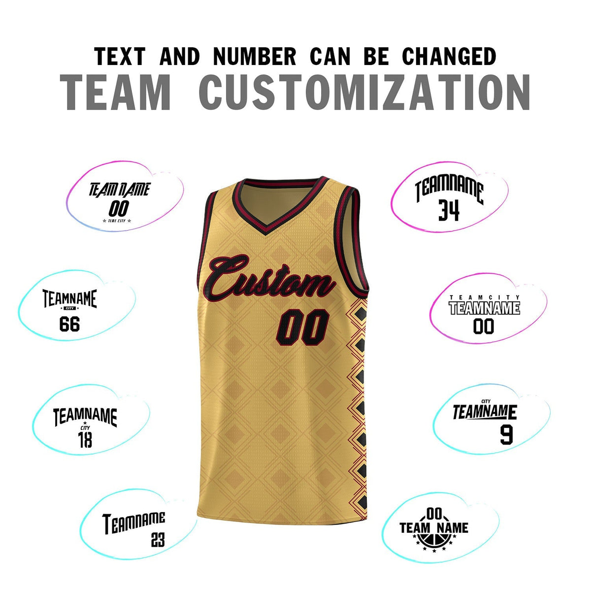 Custom Old Gold Side Blocks Sports Uniform Basketball Jersey|KXKSHOP