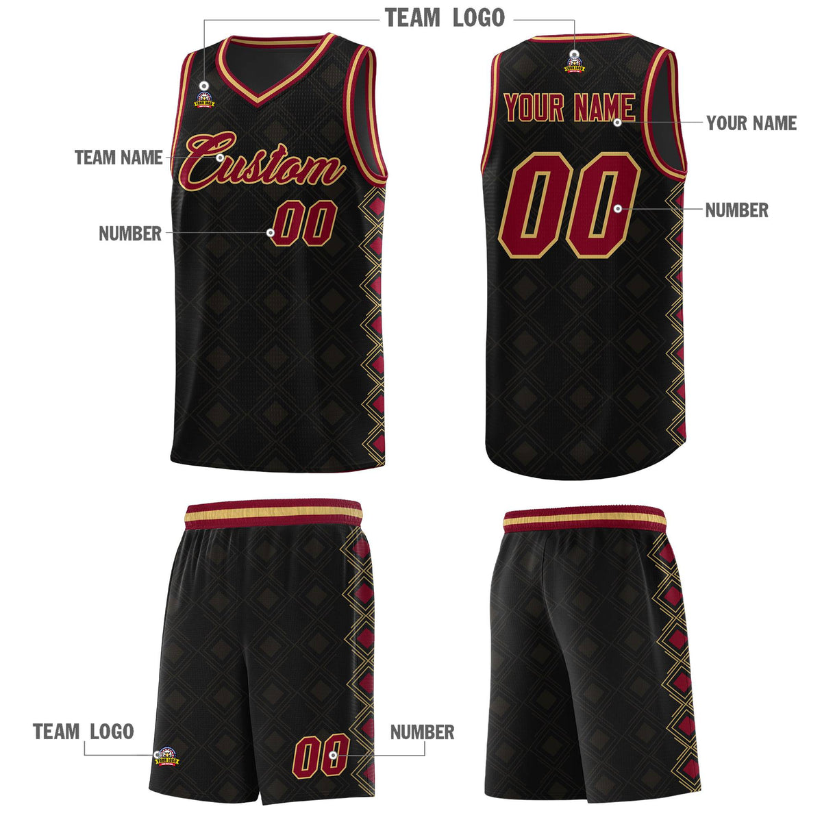 Custom Black Side Blocks Sports Uniform Basketball Jersey|KXKSHOP