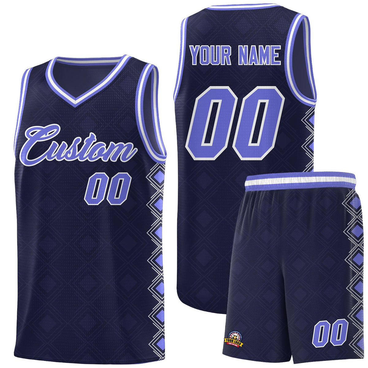 Custom Navy Side Blocks Sports Uniform Basketball Jersey|KXKSHOP