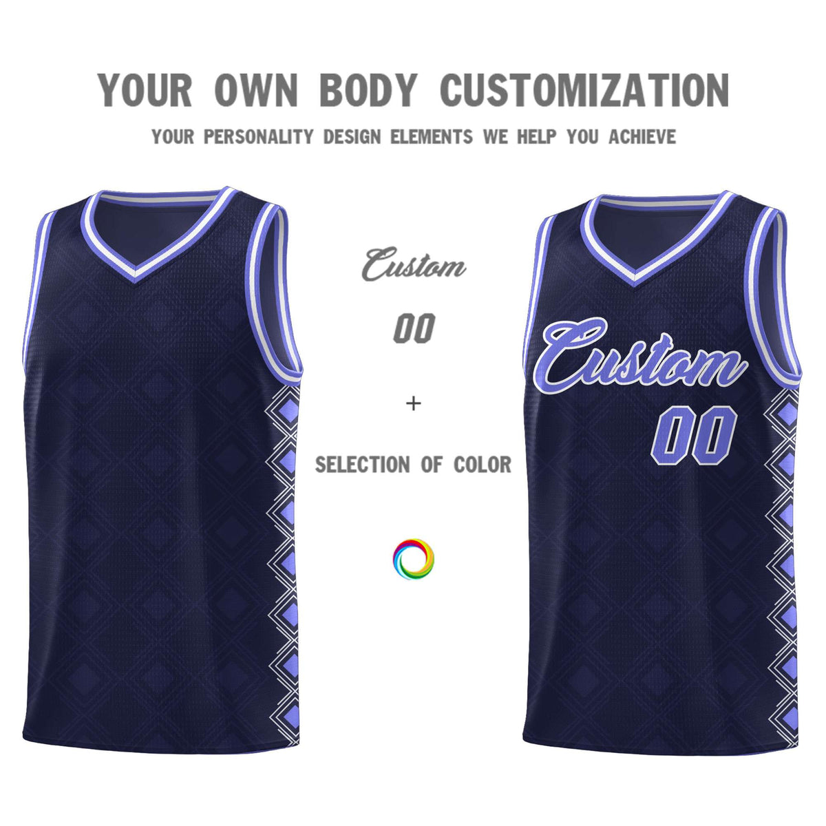 Custom Navy Side Blocks Sports Uniform Basketball Jersey|KXKSHOP