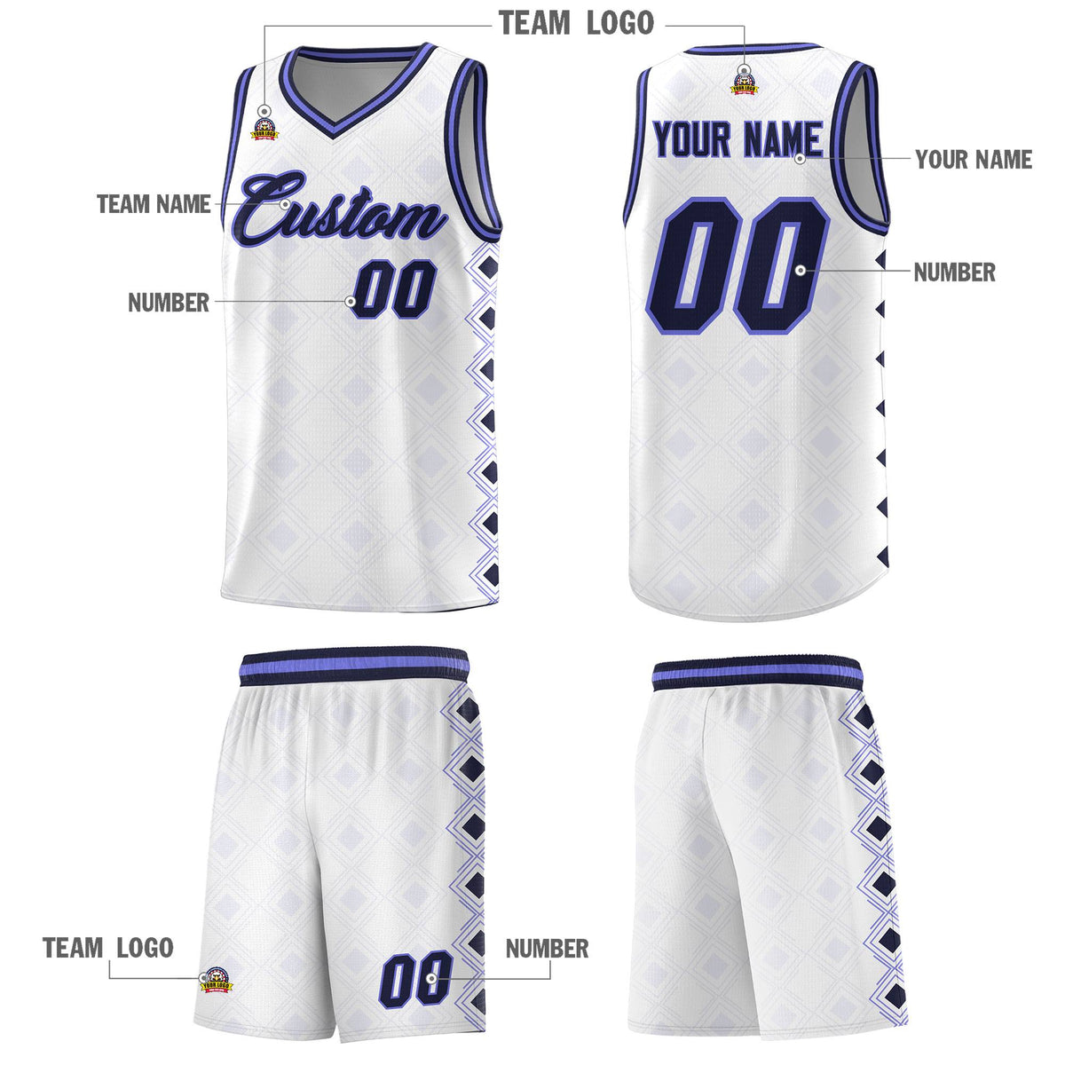 Custom White Side Blocks Sports Uniform Basketball Jersey|KXKSHOP