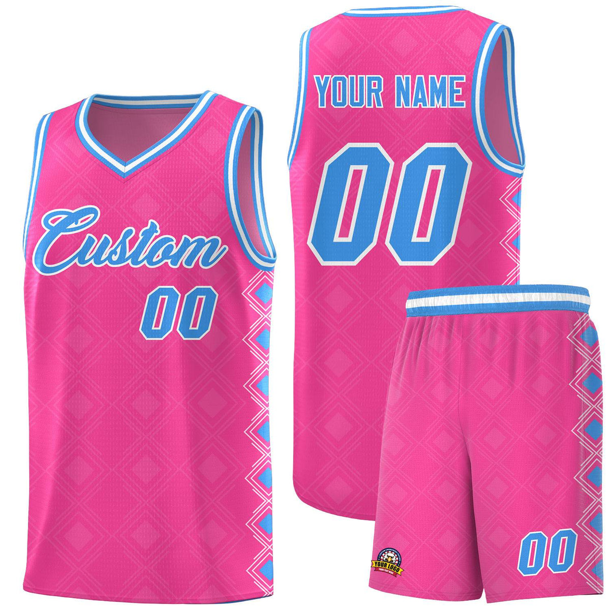 Custom Pink Side Blocks Sports Uniform Basketball Jersey|KXKSHOP