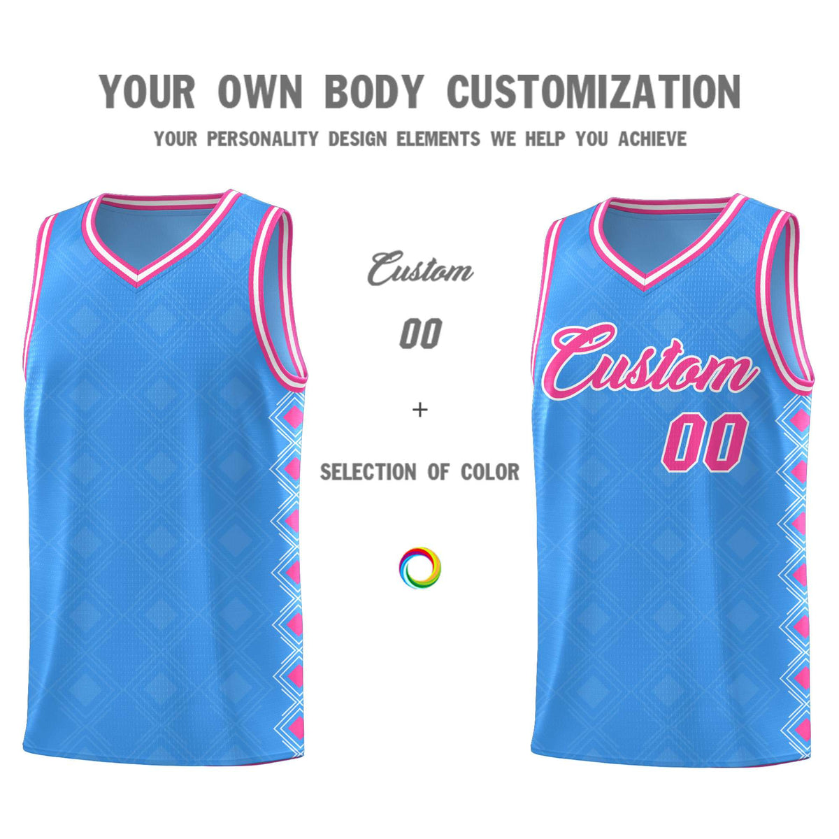Custom Light Blue Side Blocks Sports Uniform Basketball Jersey|KXKSHOP