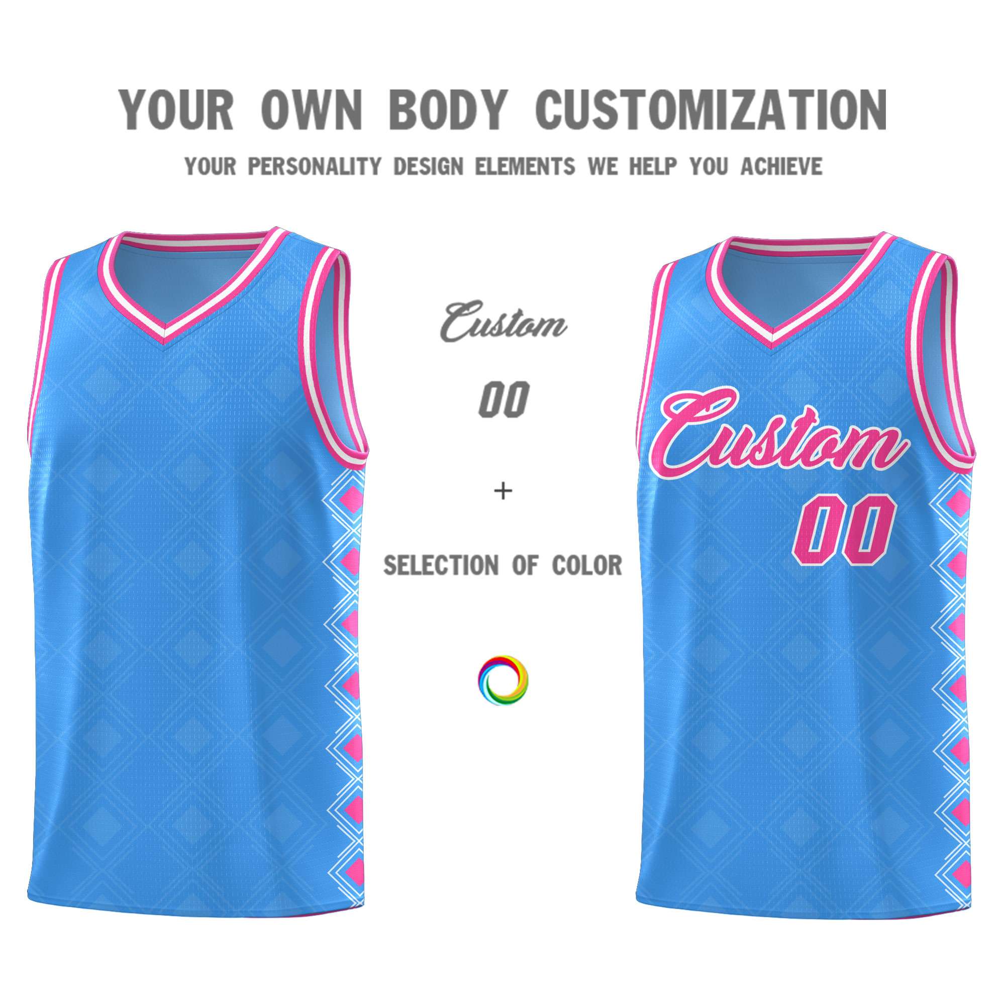 Custom Light Blue Side Blocks Sports Uniform Basketball Jersey|KXKSHOP