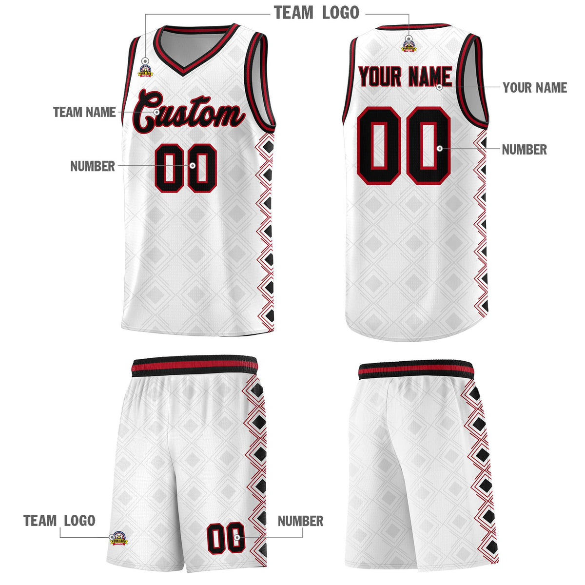 Custom White Side Blocks Sports Uniform Basketball Jersey|KXKSHOP