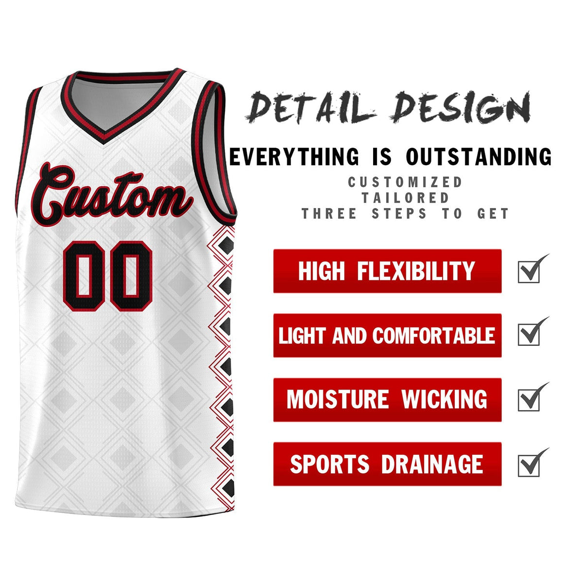 Custom White Side Blocks Sports Uniform Basketball Jersey|KXKSHOP
