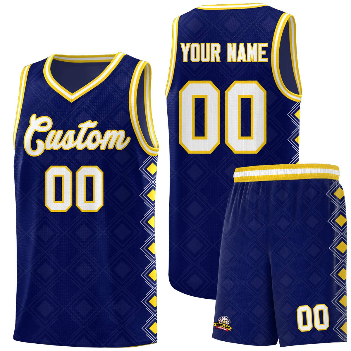 Custom Navy Side Blocks Sports Uniform Basketball Jersey|KXKSHOP