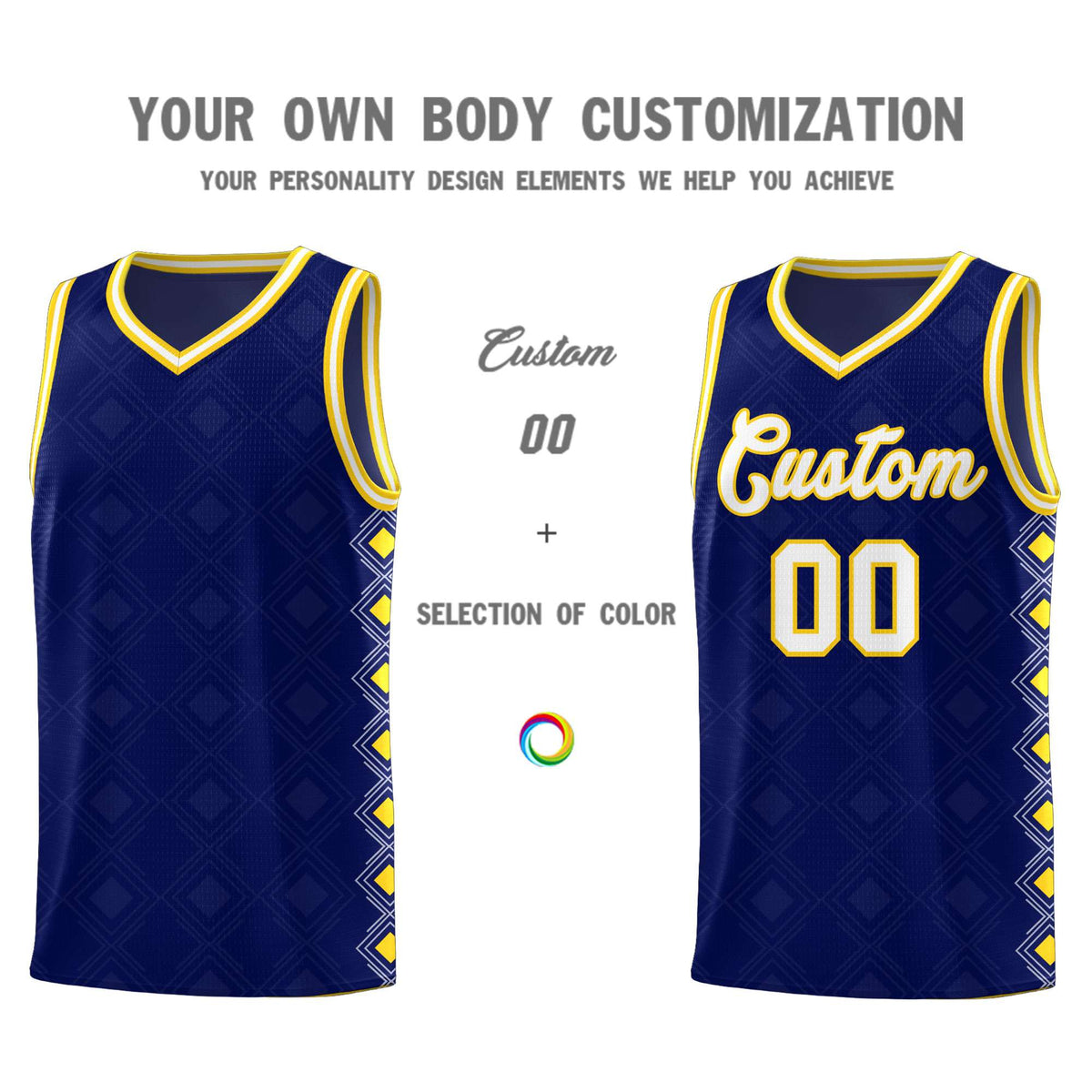Custom Navy Side Blocks Sports Uniform Basketball Jersey|KXKSHOP