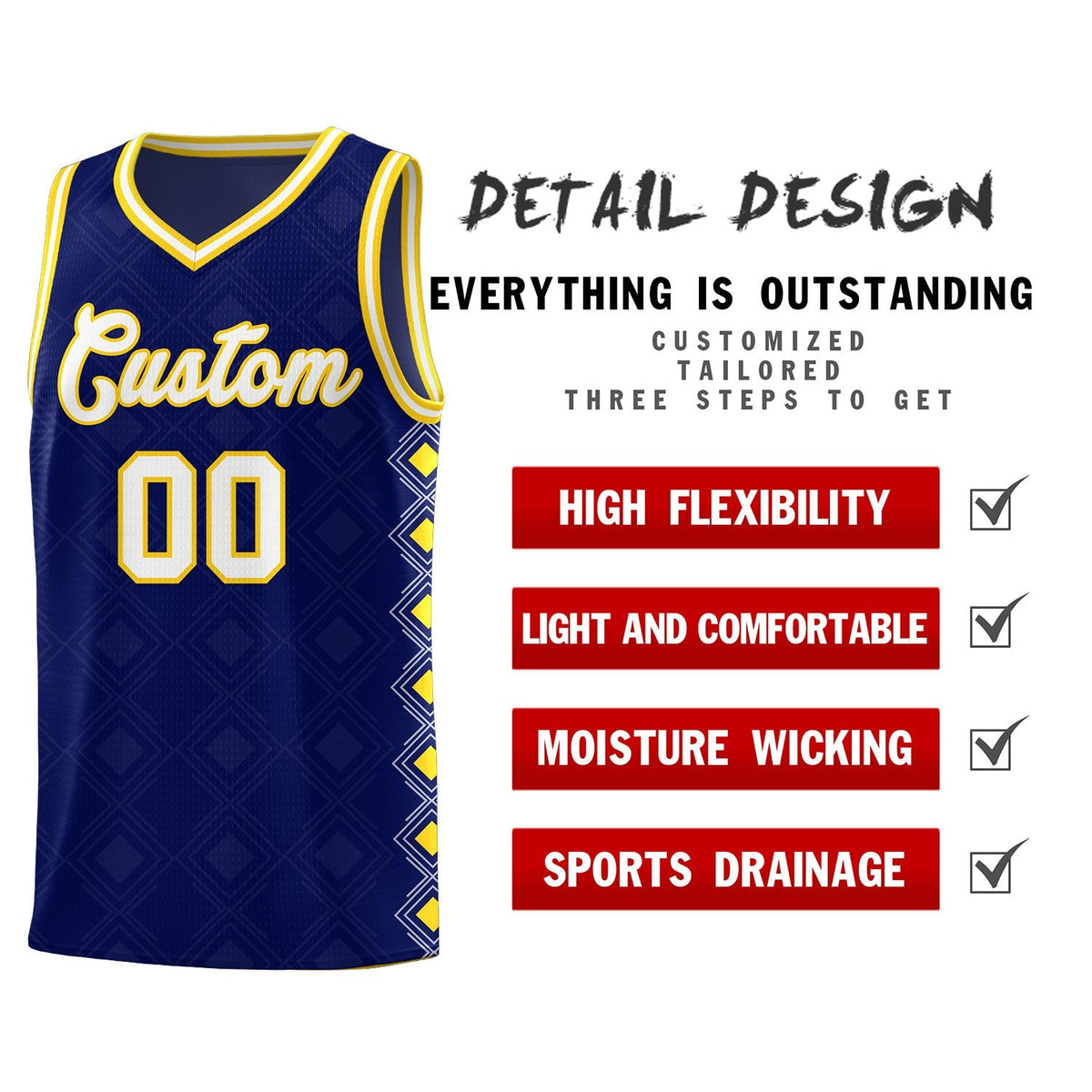 Custom Navy Side Blocks Sports Uniform Basketball Jersey|KXKSHOP