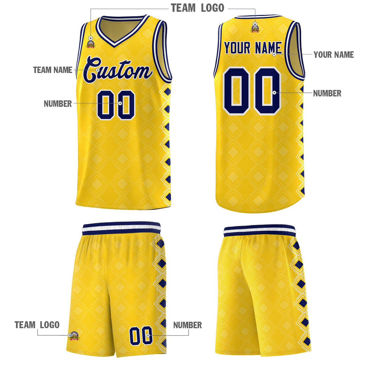 Custom Gold Side Blocks Sports Uniform Basketball Jersey|KXKSHOP