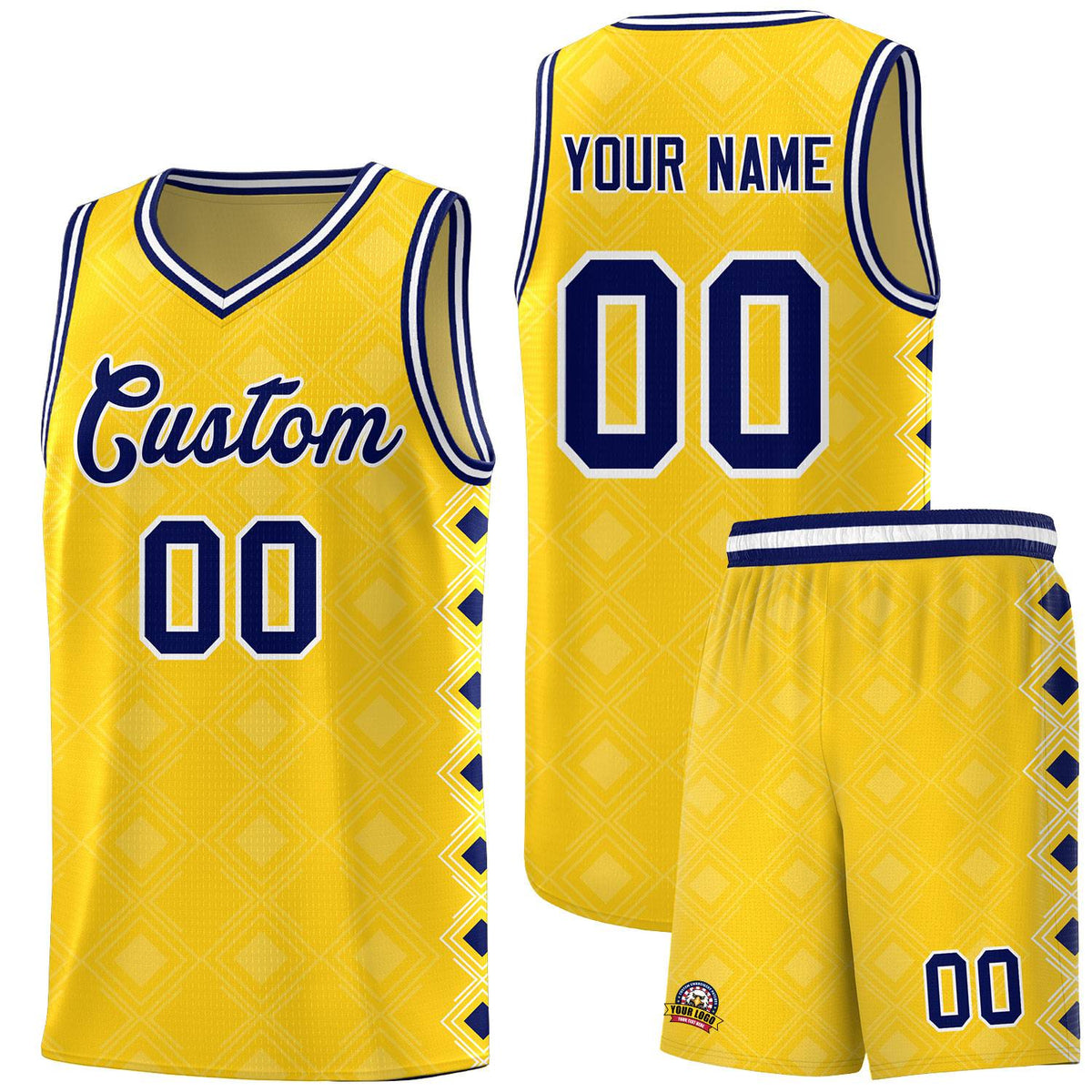 Custom Gold Side Blocks Sports Uniform Basketball Jersey|KXKSHOP