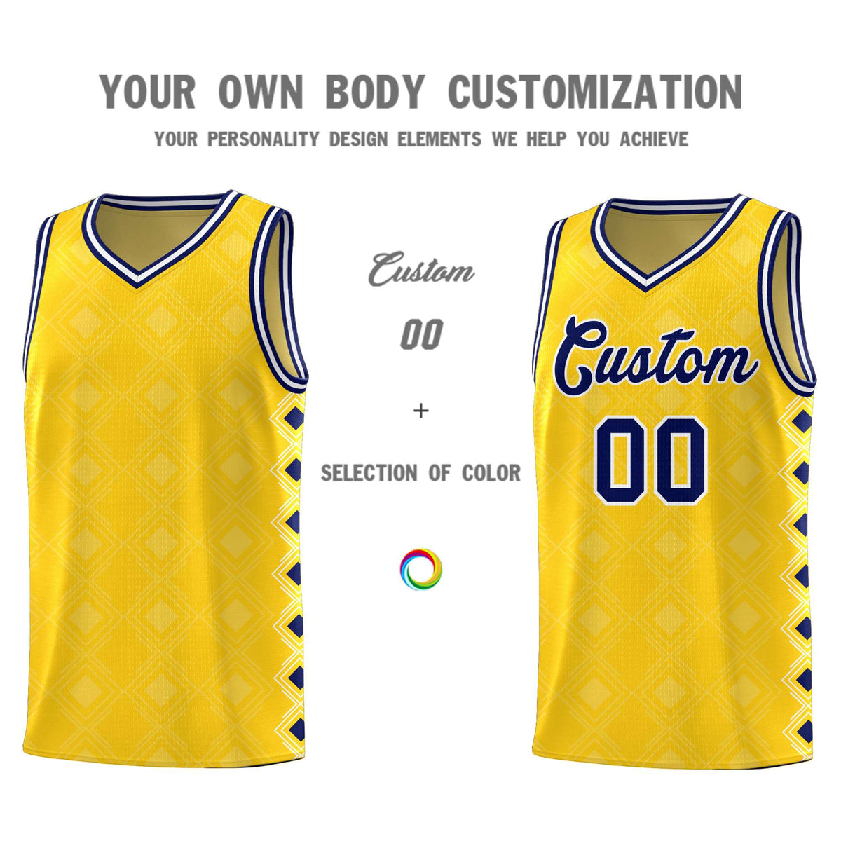 Custom Gold Side Blocks Sports Uniform Basketball Jersey|KXKSHOP