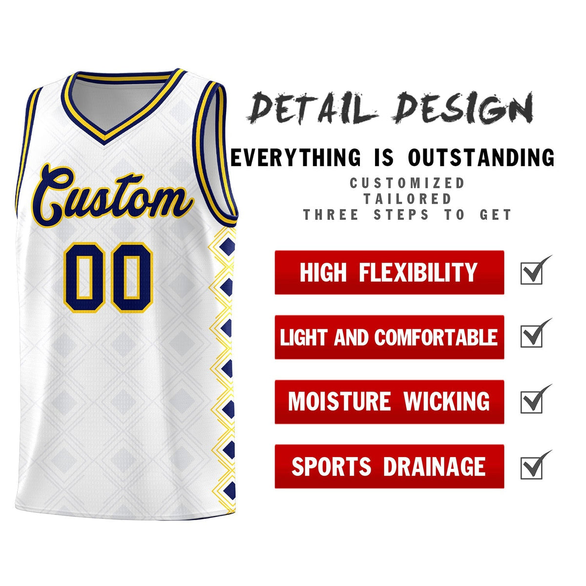 Custom White Side Blocks Sports Uniform Basketball Jersey|KXKSHOP