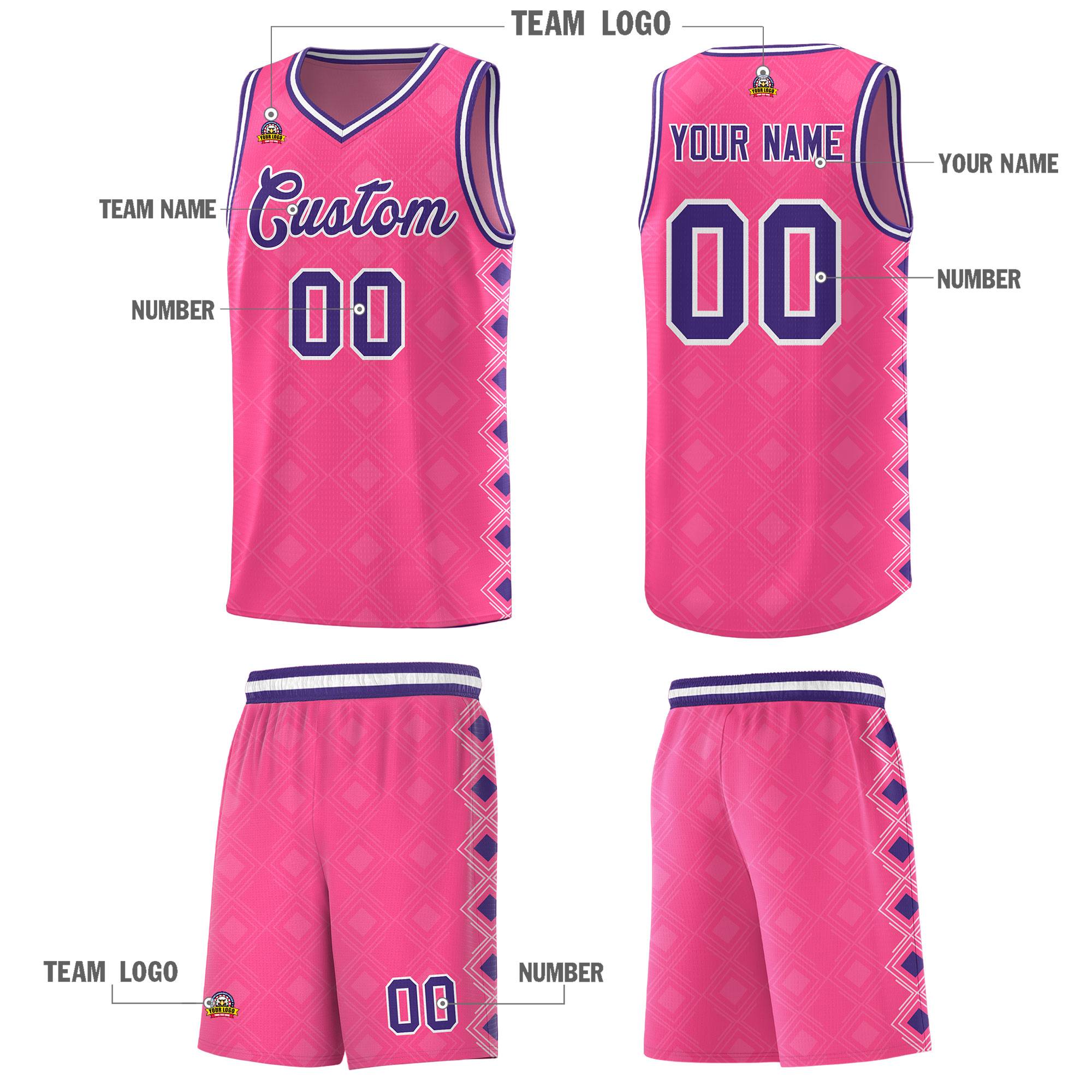 Custom Pink Side Blocks Sports Uniform Basketball Jersey|KXKSHOP
