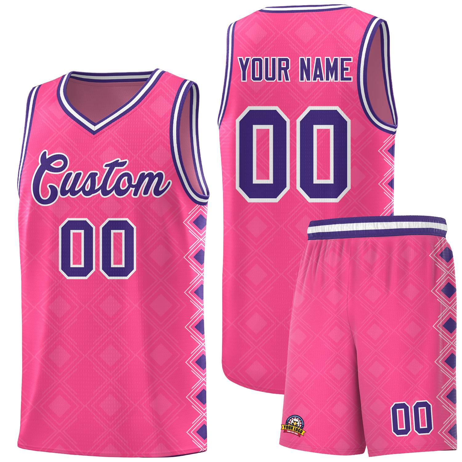 Custom Pink Side Blocks Sports Uniform Basketball Jersey|KXKSHOP