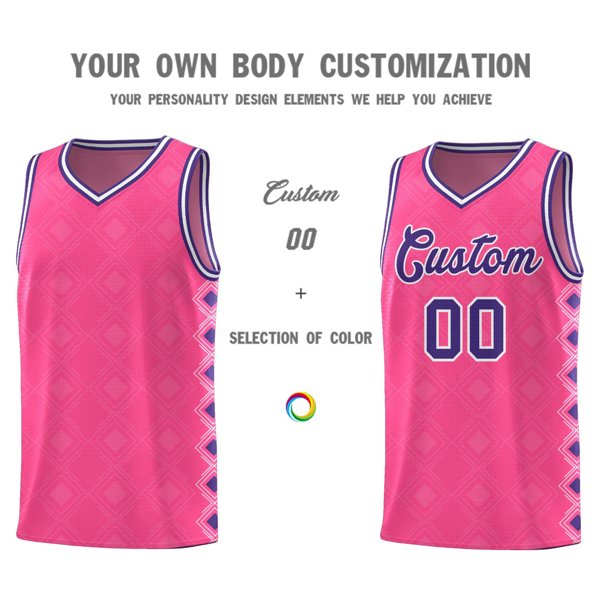 Custom Pink Side Blocks Sports Uniform Basketball Jersey|KXKSHOP