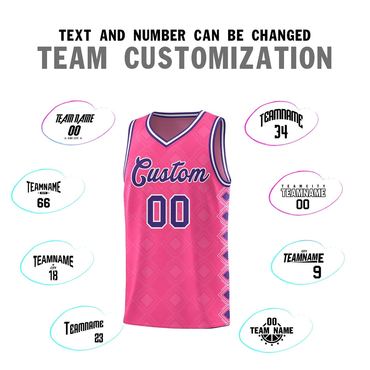 Custom Pink Side Blocks Sports Uniform Basketball Jersey|KXKSHOP