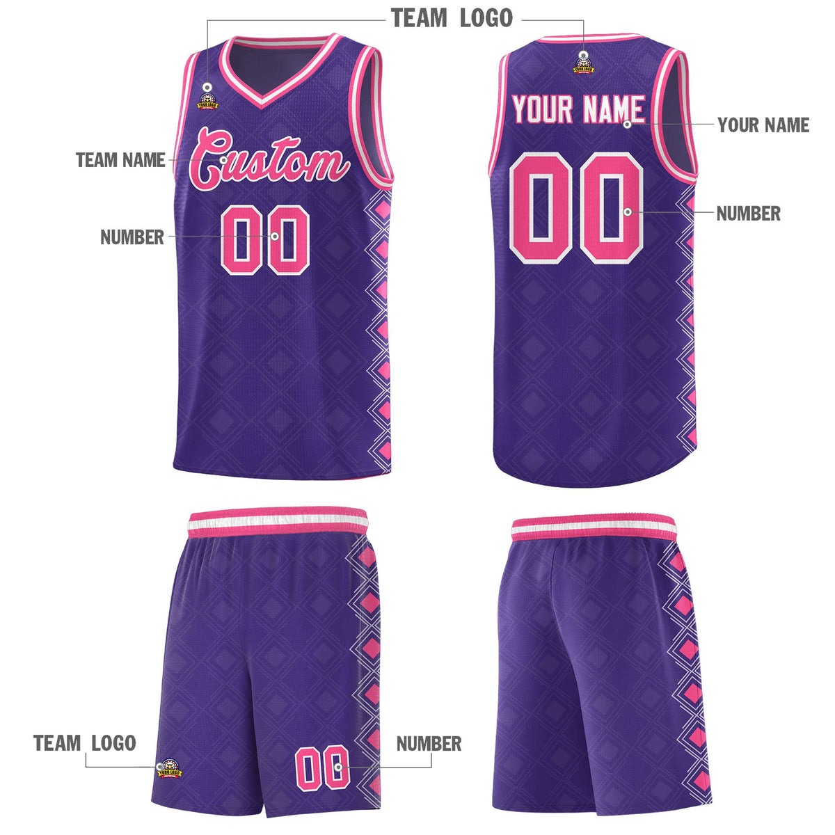 Custom Purple Side Blocks Sports Uniform Basketball Jersey|KXKSHOP