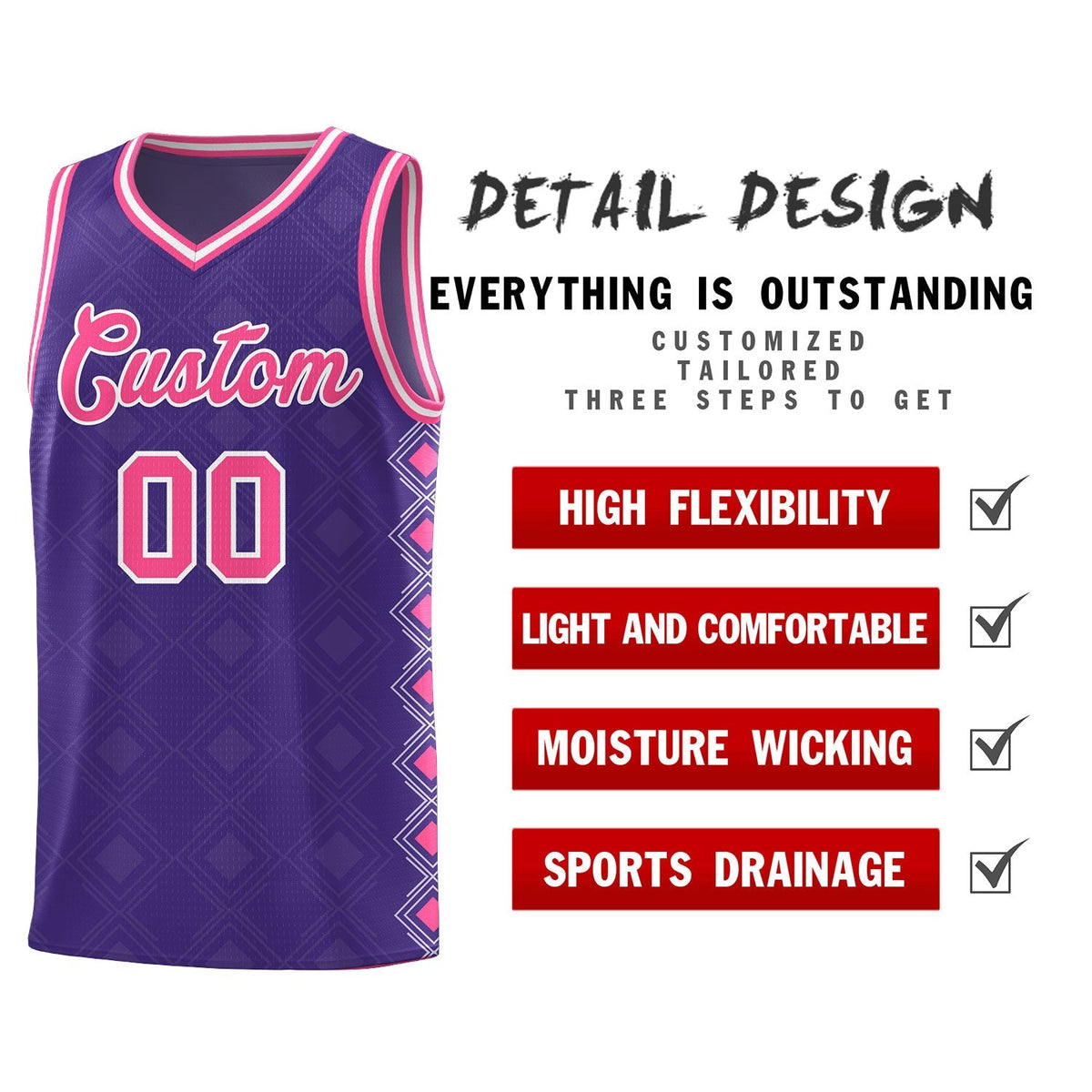 Custom Purple Side Blocks Sports Uniform Basketball Jersey|KXKSHOP