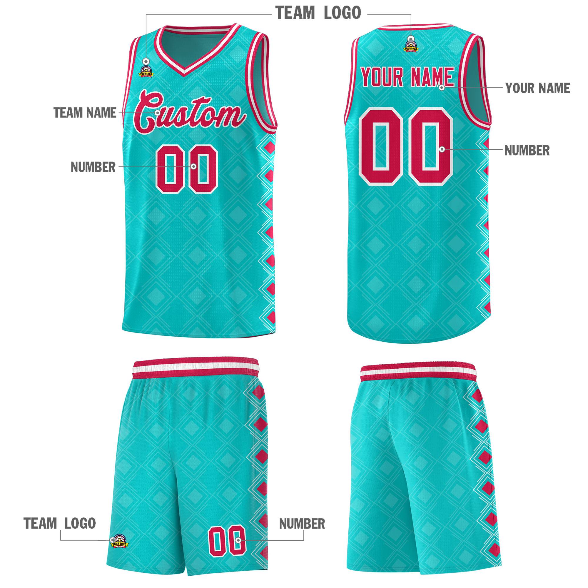 Custom Aqua Side Blocks Sports Uniform Basketball Jersey|KXKSHOP