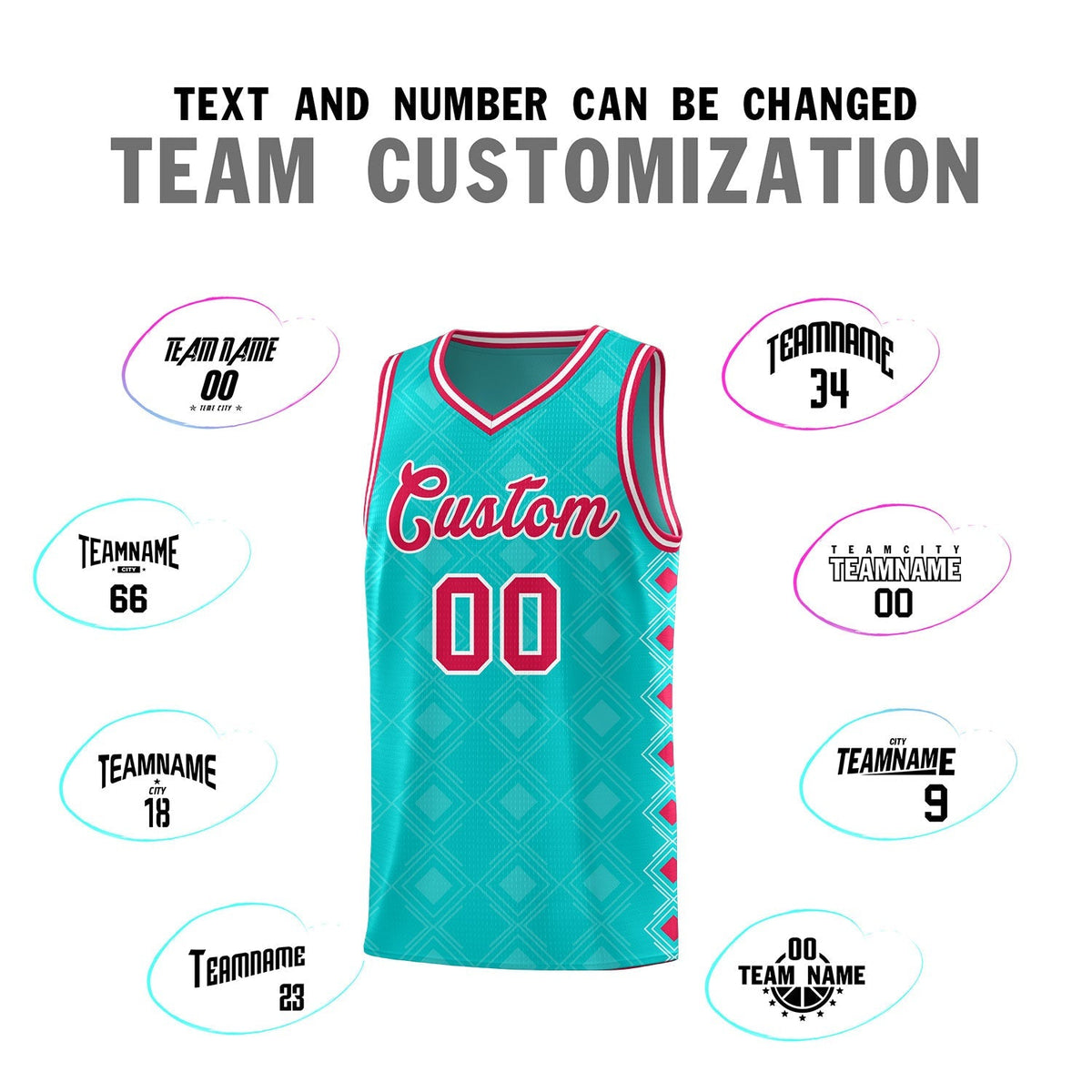 Custom Aqua Side Blocks Sports Uniform Basketball Jersey|KXKSHOP