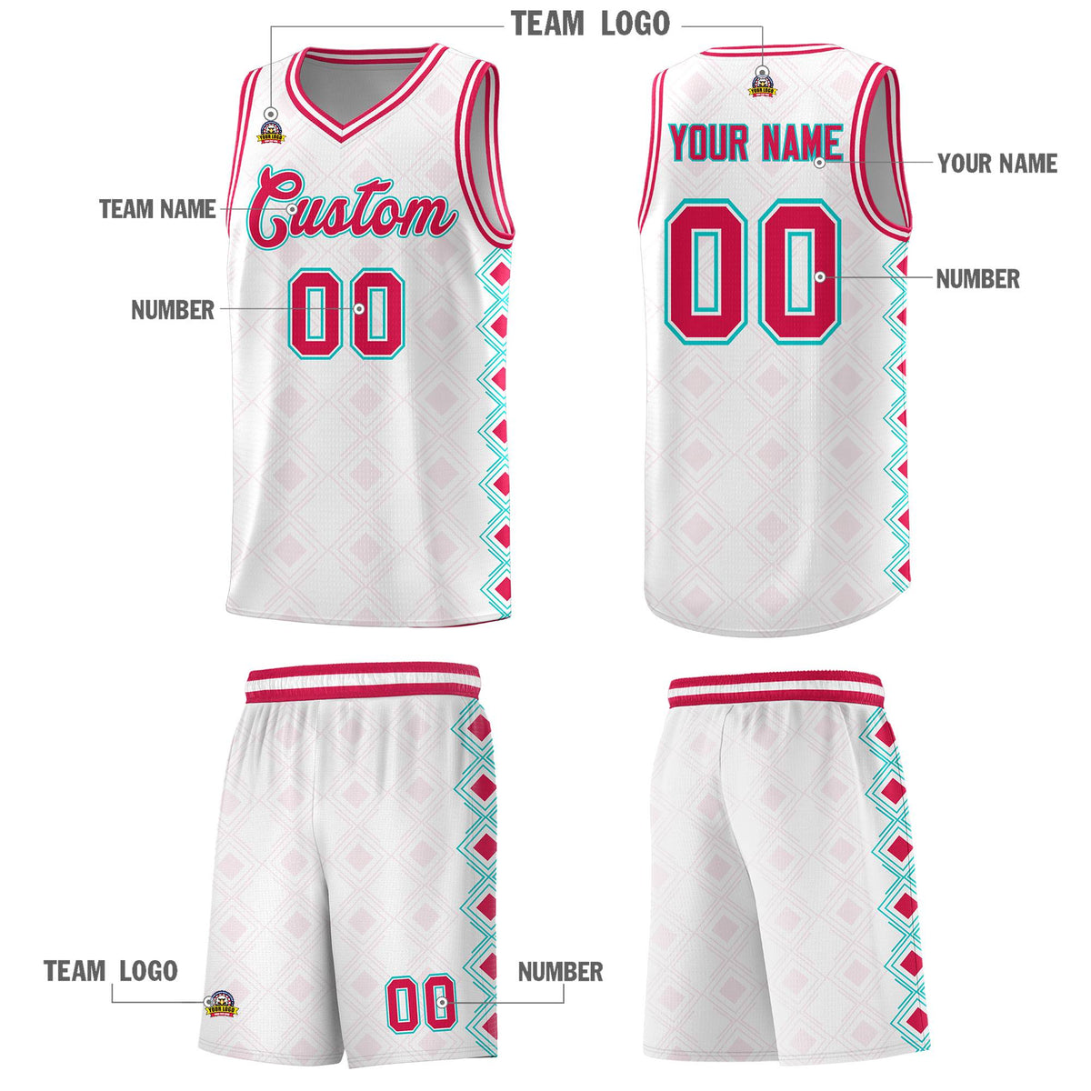 Custom White Side Blocks Sports Uniform Basketball Jersey|KXKSHOP