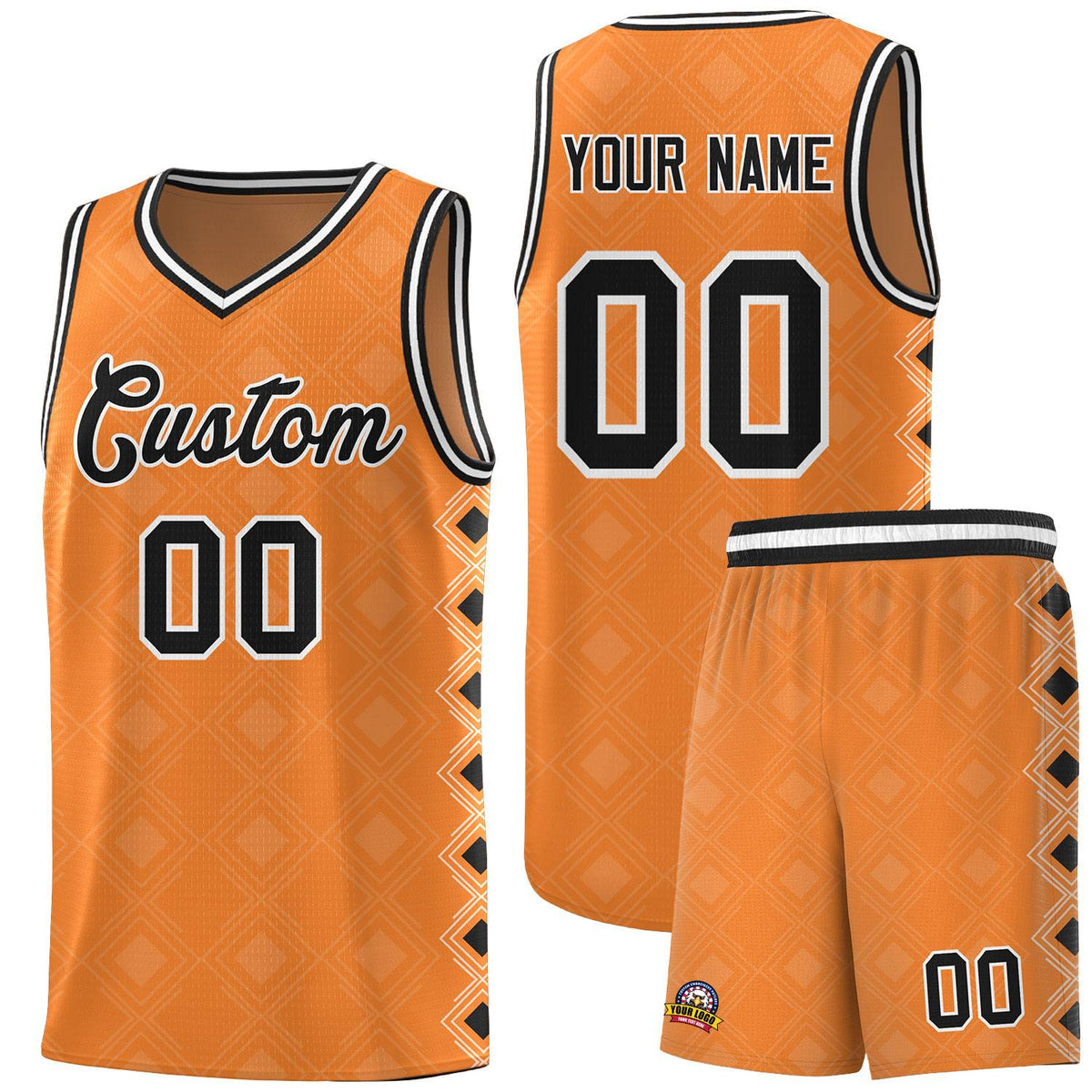 Custom Gold Orange Side Blocks Sports Uniform Basketball Jersey|KXKSHOP