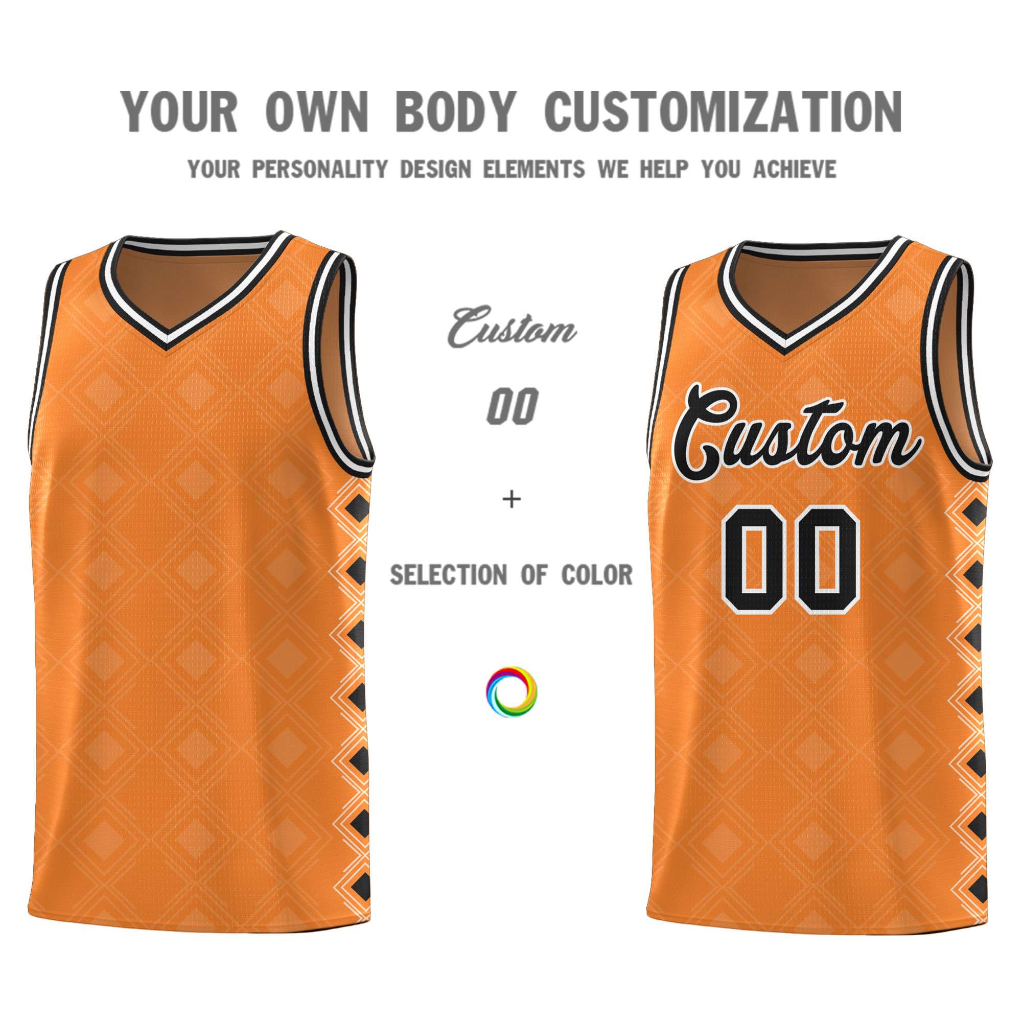 Custom Gold Orange Side Blocks Sports Uniform Basketball Jersey|KXKSHOP