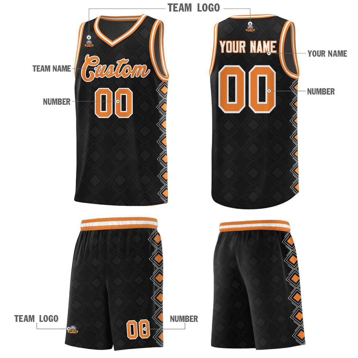 Custom Black Side Blocks Sports Uniform Basketball Jersey|KXKSHOP