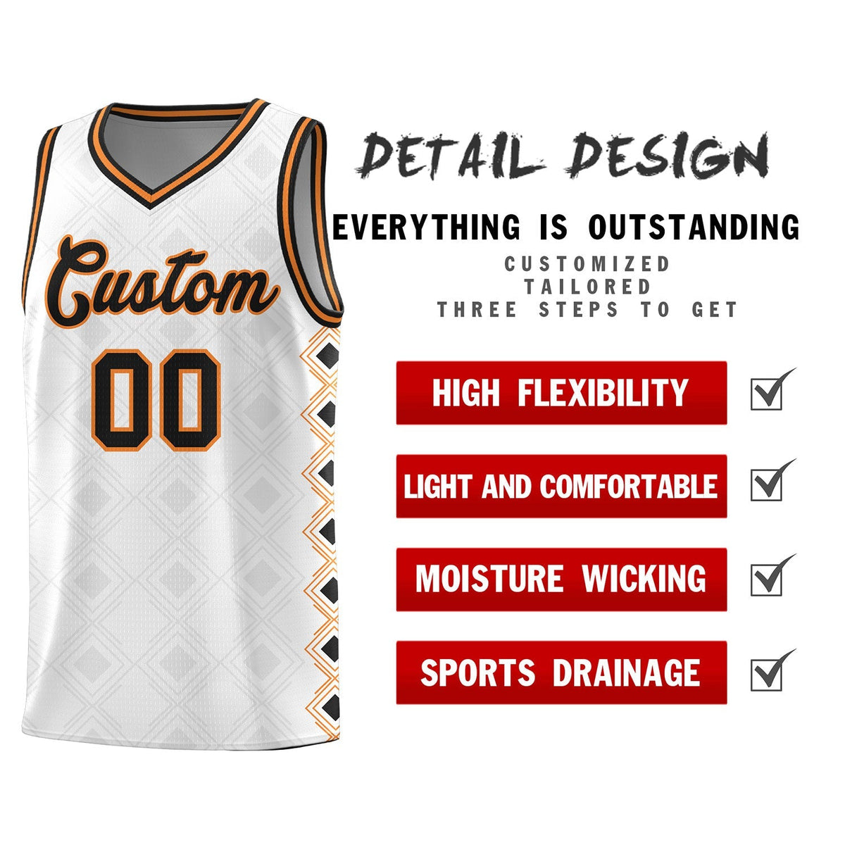 Custom White Side Blocks Sports Uniform Basketball Jersey|KXKSHOP