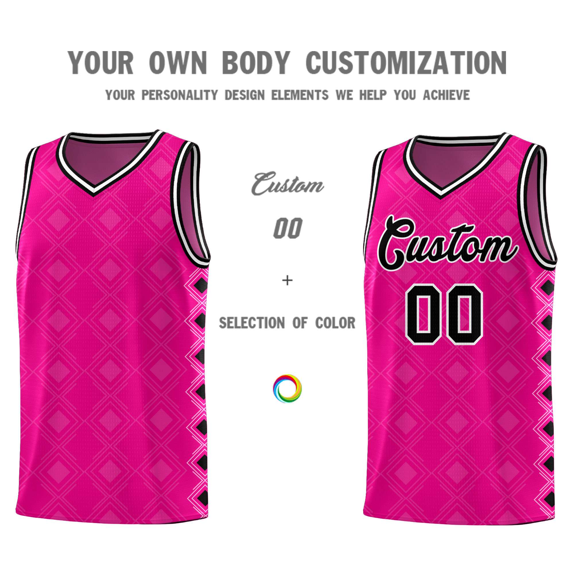 Custom Pink Side Blocks Sports Uniform Basketball Jersey|KXKSHOP