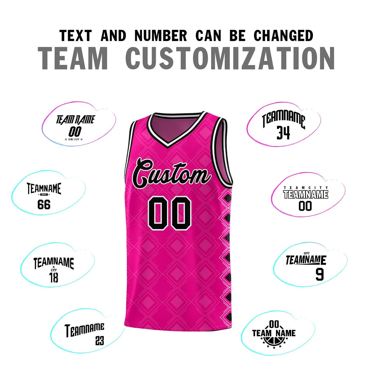 Custom Pink Side Blocks Sports Uniform Basketball Jersey|KXKSHOP