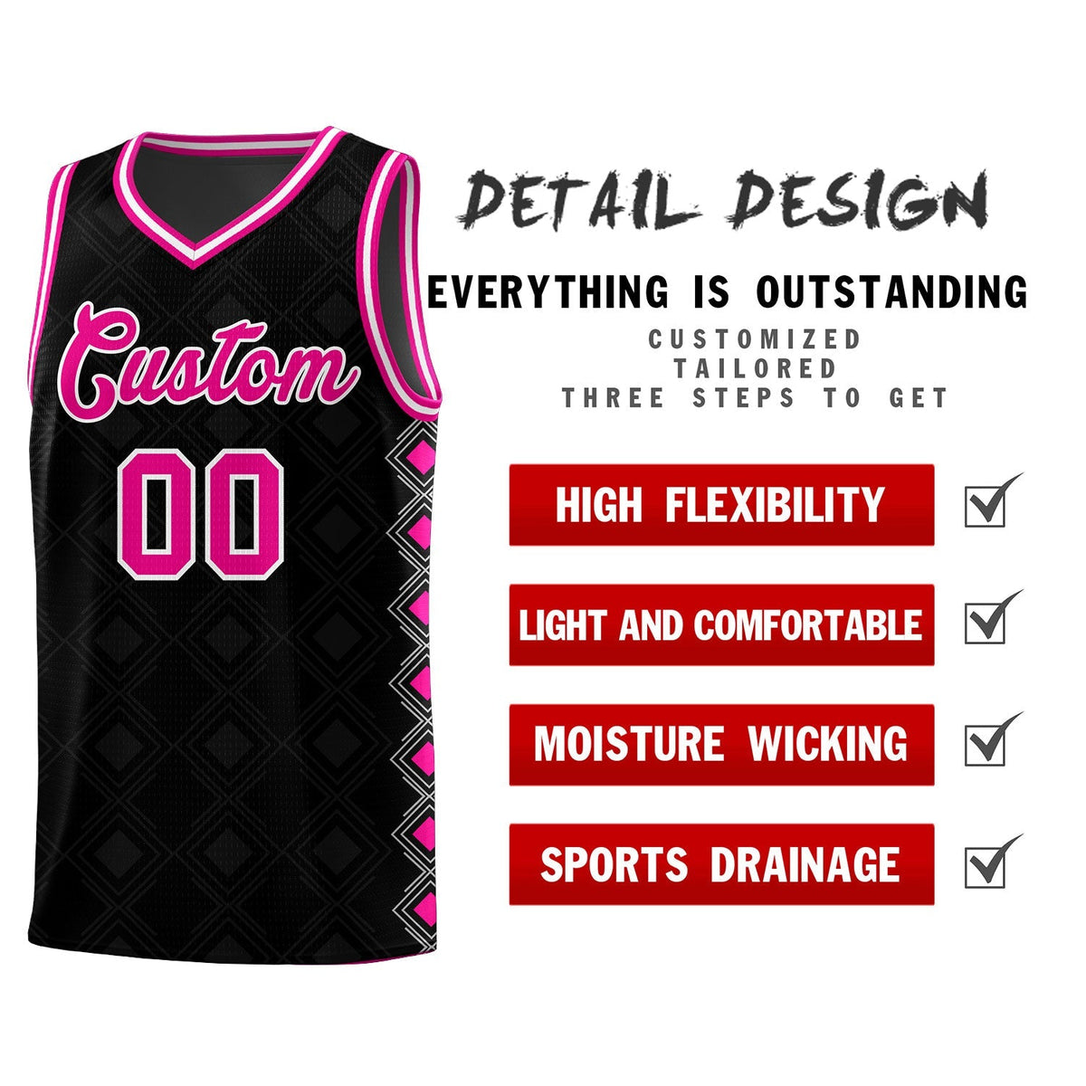 Custom Black Side Blocks Sports Uniform Basketball Jersey|KXKSHOP