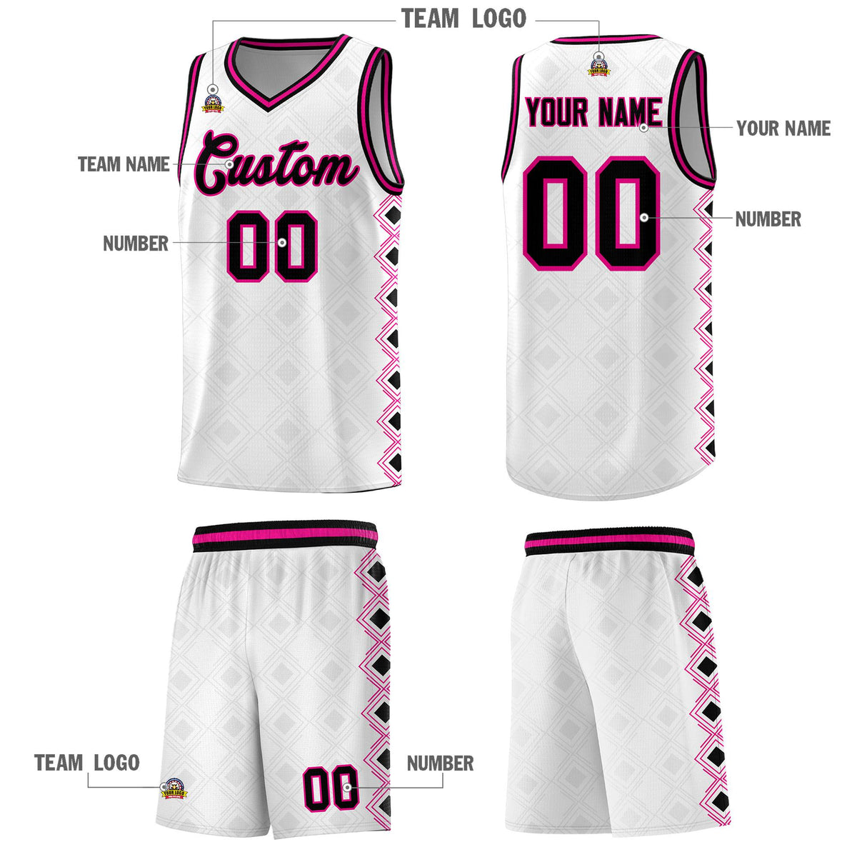 Custom White Side Blocks Sports Uniform Basketball Jersey|KXKSHOP