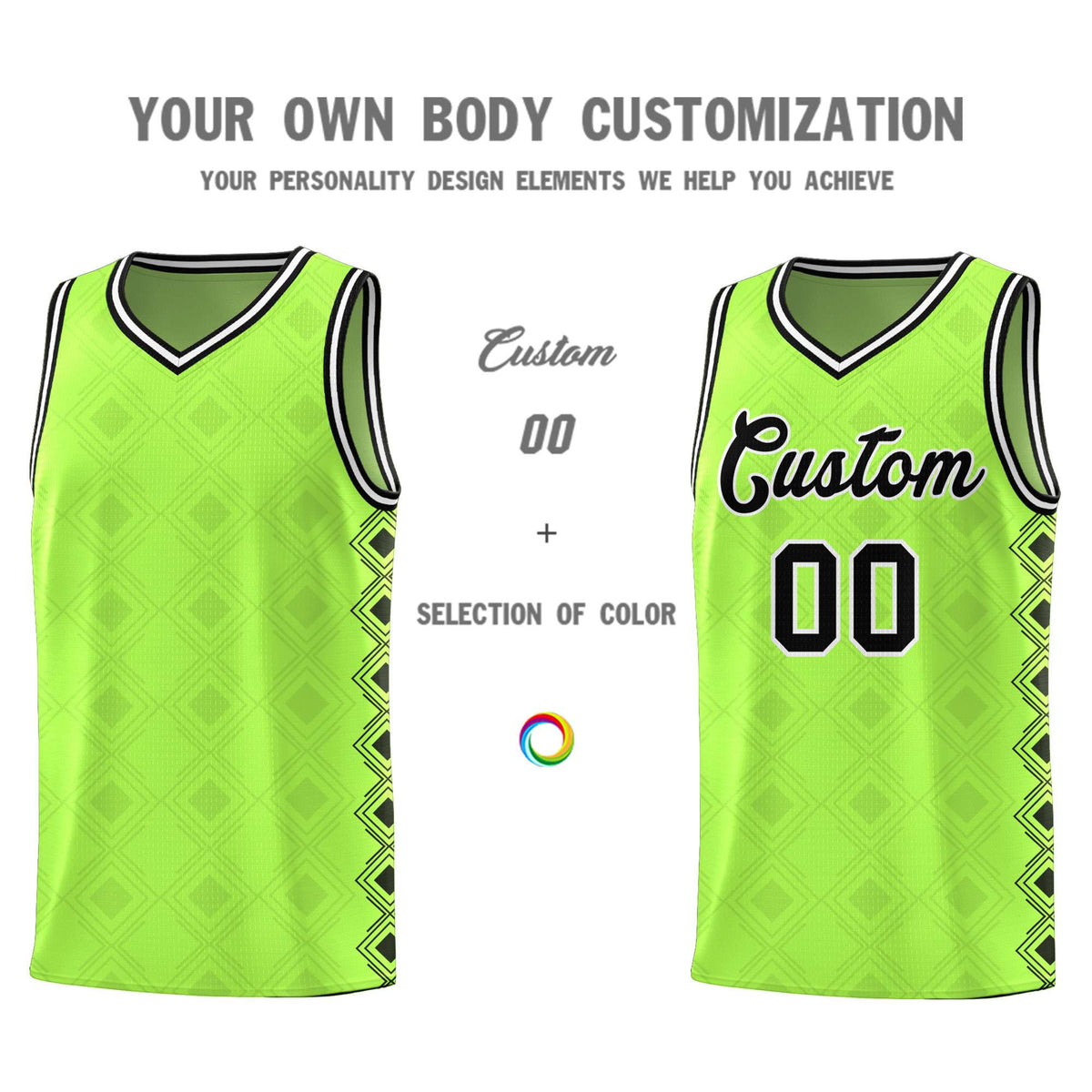 Custom Neon Green Side Blocks Sports Uniform Basketball Jersey|KXKSHOP