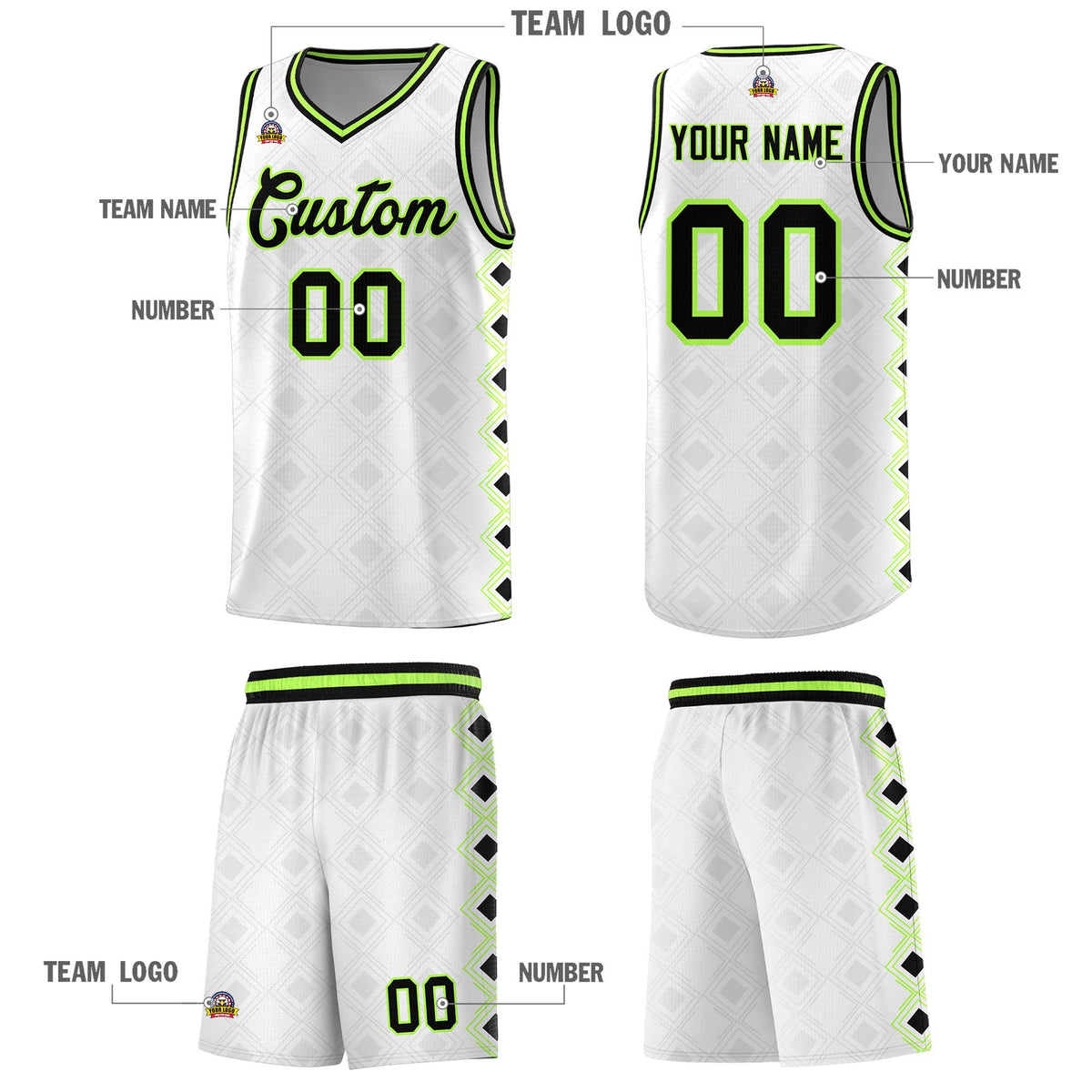 Custom White Side Blocks Sports Uniform Basketball Jersey|KXKSHOP