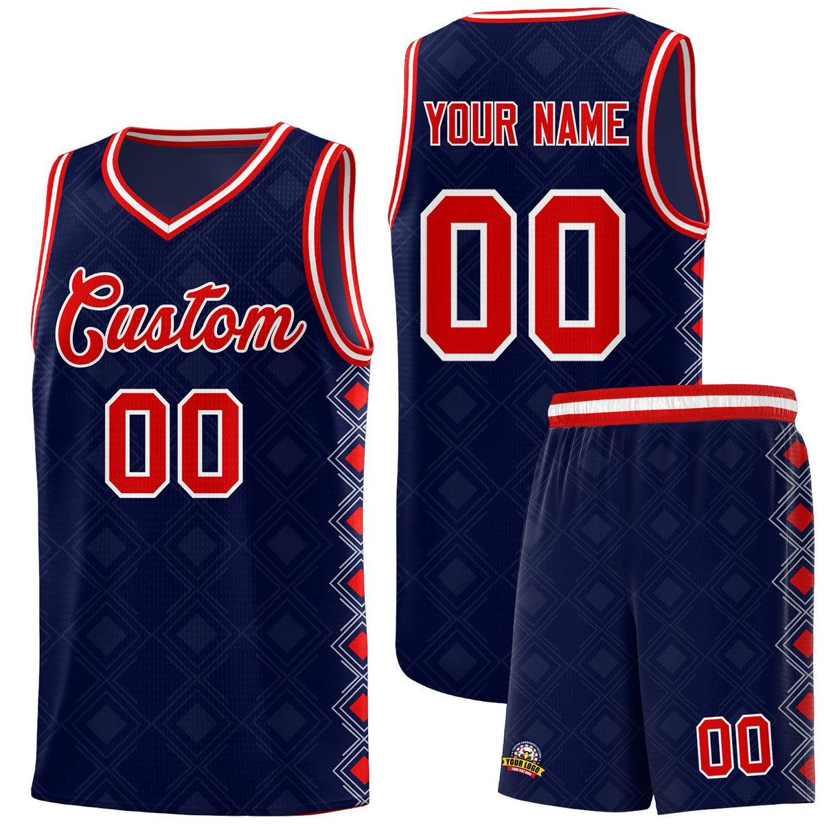 Custom Navy Side Blocks Sports Uniform Basketball Jersey|KXKSHOP
